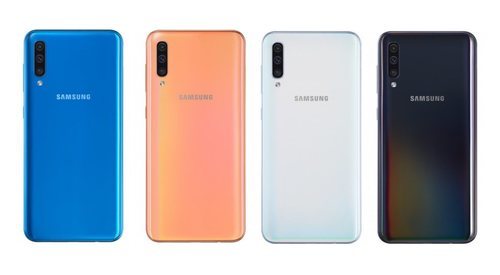 El Samsung Galaxy A50 estará disponible en negro, azul, blanco y coral.