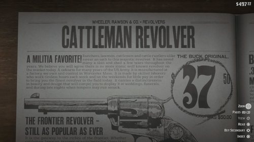 En la descripción del revolver Cattleman se puede leer un mensaje de explotación laboral.
