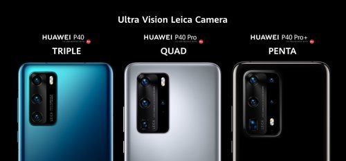 Tres, cuatro y cinco cámaras tendrán los Huawei P40, P40 Pro y P40 Pro+, respectivamente.
