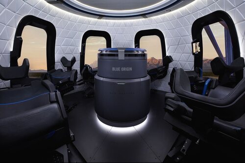 El interior de la nave New Shepard.
